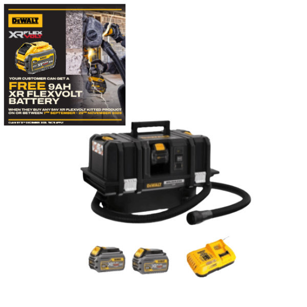 DeWALT DCV586MT2-GB 54V Cordless Dust Extractor 2x6amp batteries