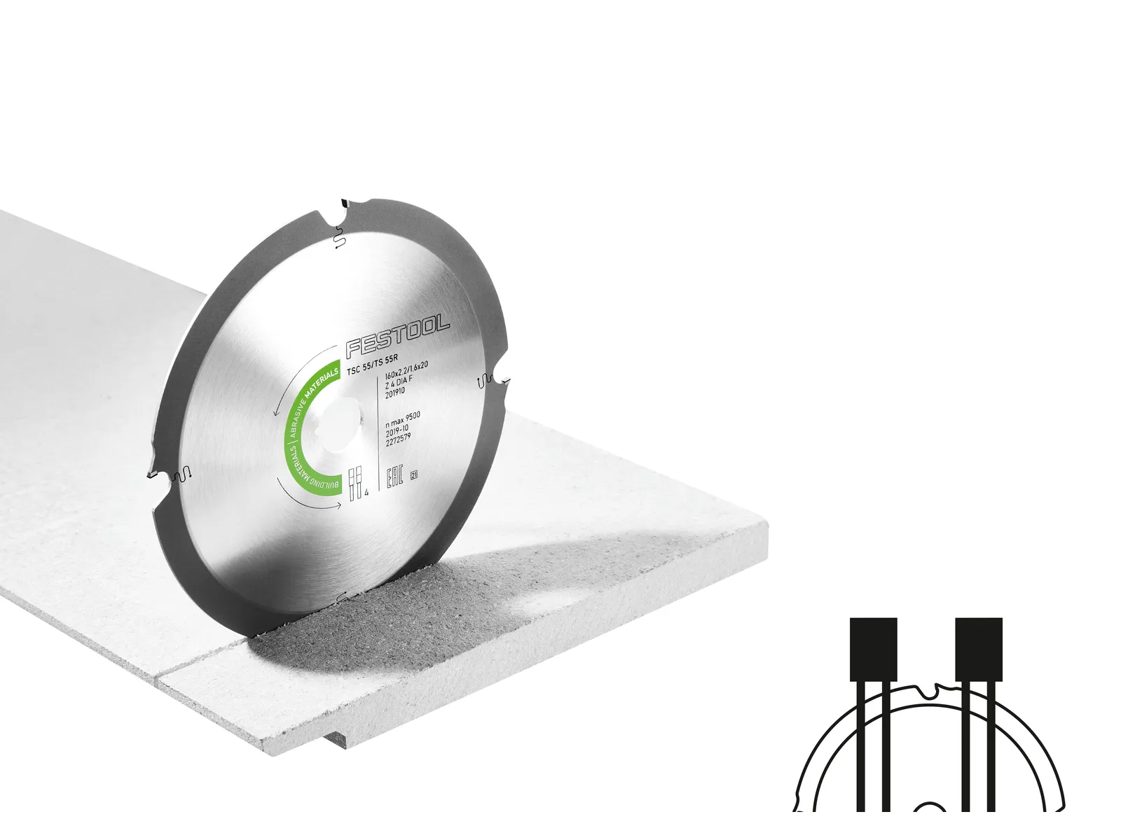 Festool 201910 PCD Saw Blade for cement fibre board 160x20mm