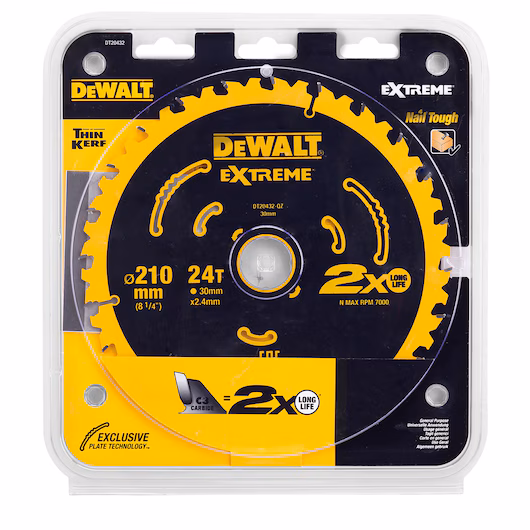 DeWALT DT20432-QZ TCT Saw Blade 210 x 30 x 2.4mm 24teeth (suits DWE7485) - Tool Equip