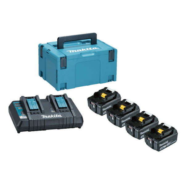 Makita 197627-6 18volt Power Source kit 4x5amp batteries and twin charger in case